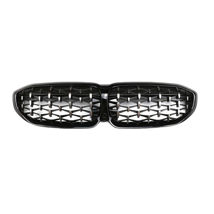 Car Accessory Diamond Half Sliver Upgrade Front Bumper Mesh Grille Car Front Grille Fit for BMW Series 3 G20 2018+