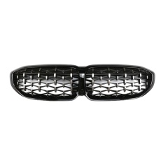 Car Accessory Diamond Half Sliver Upgrade Front Bumper Mesh Grille Car Front Grille Fit for BMW Series 3 G20 2018+