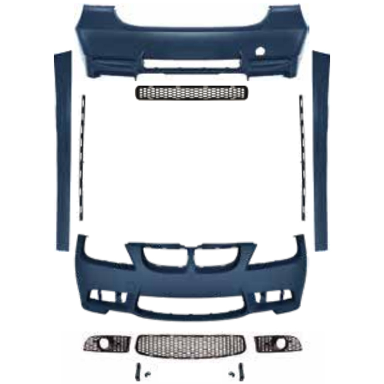 Car Modified Body Kit Rear Diffuser Mirror Cover Fog Lamp for BMW 3Series E90 Modified to M3 2005-2008 With Fog Lamp Hole Style