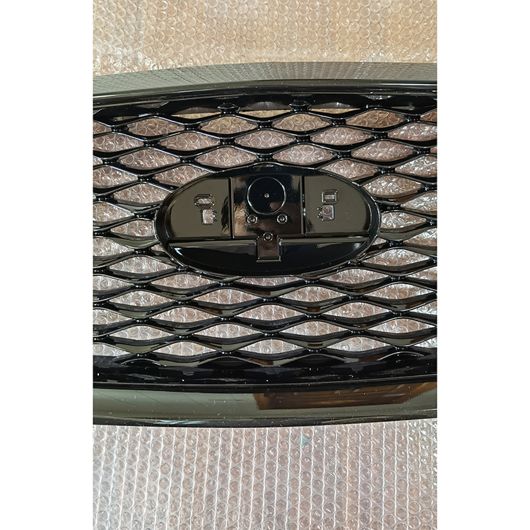 China Car Accessories Front Bumper Mesh Grille Gloss Black W/I 2 CAMERA HOLES Fit for Infiniti Q50 2018-2019