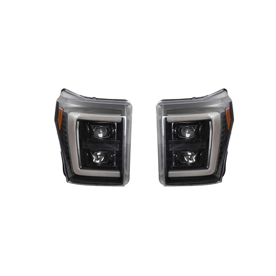 Auto Parts 2 LED Lens White Day Light Lens Smoked&clear Shade Matte Black&chrome Plated Decorative Frame for Ford F250 2009-2014