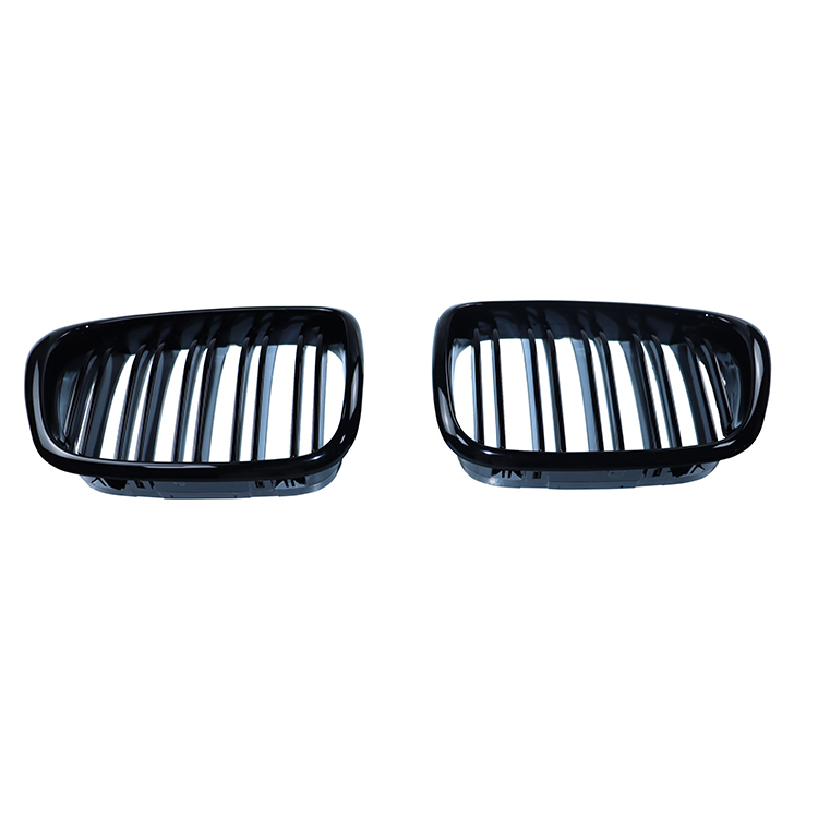 Auto Parts Gloss Black Dual Slat Front Bumper Mesh Guard Cover Grille Car Front Grille Fit for BMW Series 5 E39 2002-2004