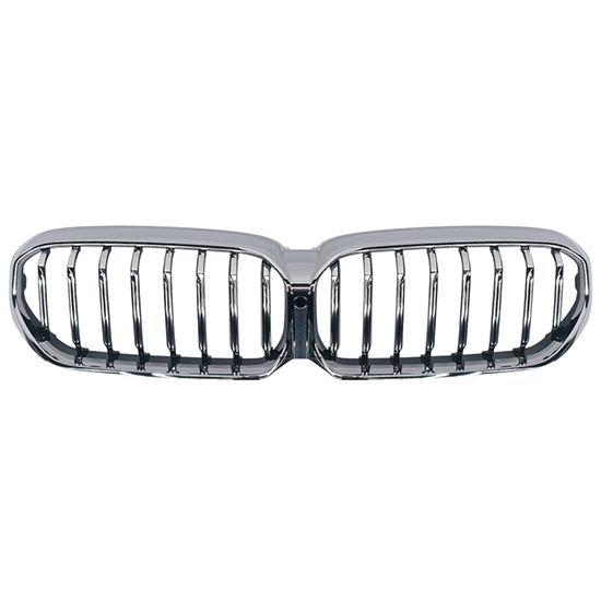 Auto Parts Car Front Bumper Grille Bodykit for BMW 5 Series G30 G38 M-Tech 2021-2023 Grille Single Slat A,Gloss Black/B,Silver