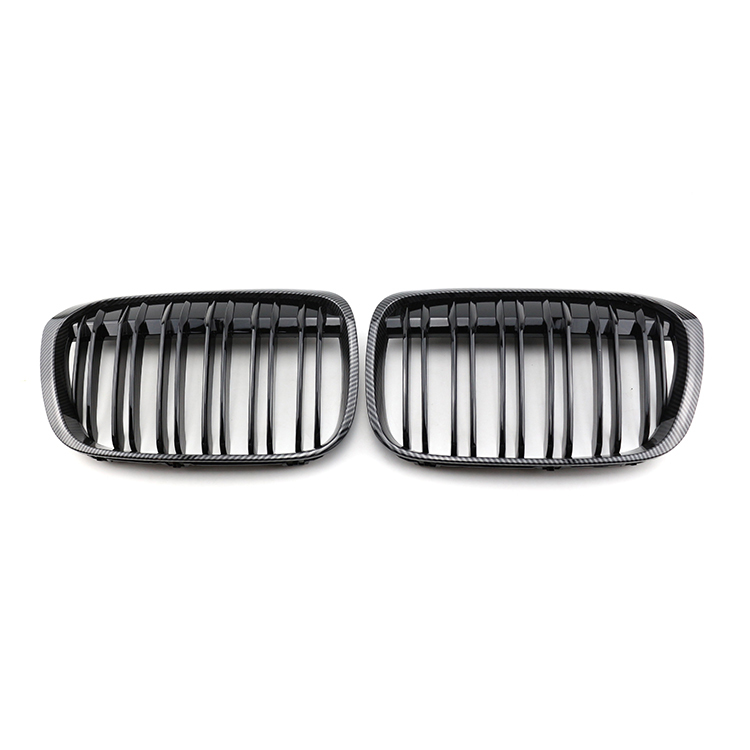 Auto Accessory Carbon Look Dual Slat Front Bumper Mesh Grille Car Front Grille Fit for BMW X1Series F48 2015-IN