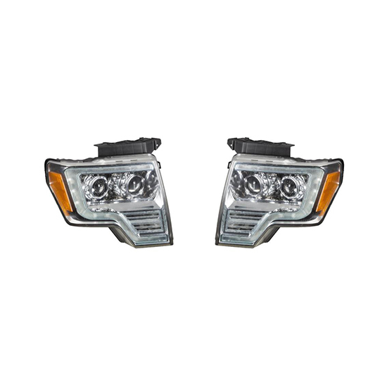 Auto Parts Car Headlights 2 Halogen Lens White Day Light Lens Matte Black&chrome Plated Decorative Frame for Ford F150 2009-2014