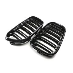Carbon Look Dual Slat Front Bumper Mesh Radiator Cover Grille Store Car Front Grille Fit for BMW Series 1 F20 2015-2018