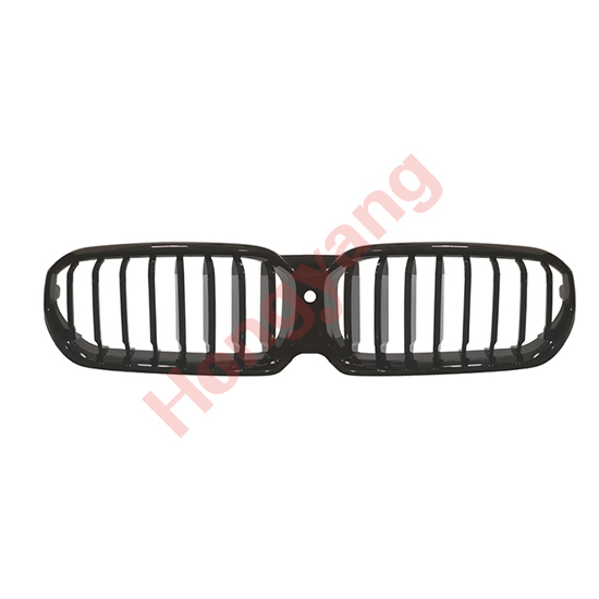 Auto Parts Car Front Bumper Grille Bodykit for BMW 5 Series G30 G38 M-Tech 2021-2023 Grille Single Slat A,Gloss Black/B,Silver