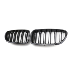 Carbon Look Dual Slat Repair Insert Installation Front Bumper Mesh Grille Car Front Grille Fit for BMW F10 2010-2017