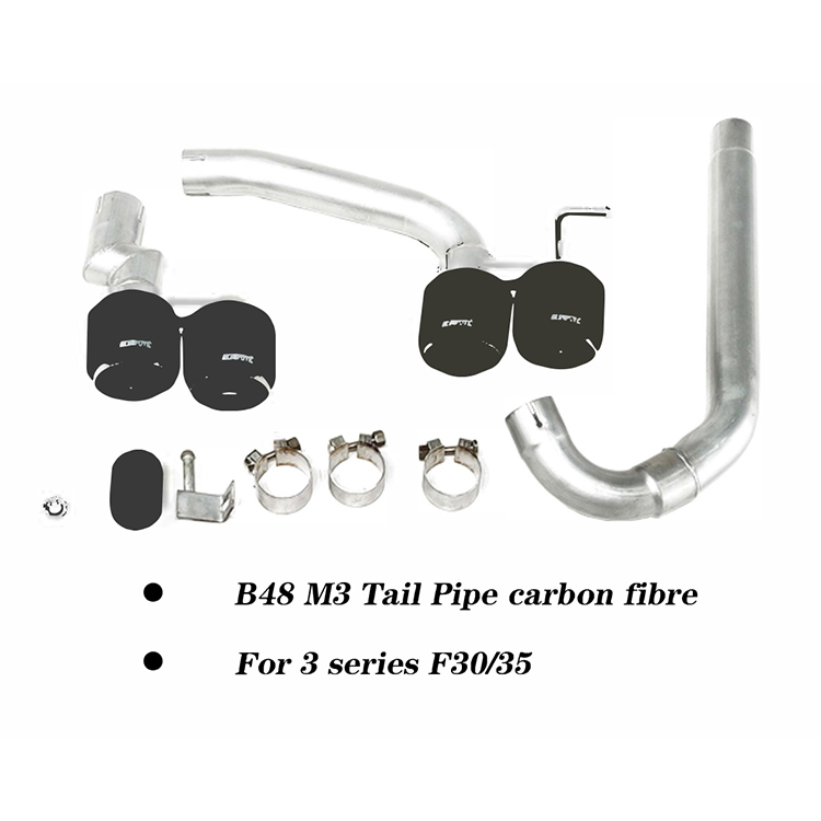 Silver Exhaust B48 Pipe Stainless Steel Tail Throat for BMW 3 Series F30 F35 2012-2018