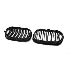 Auto Body Kits Matte Black Dual Slat Front Bumper Mesh Guard Grille Car Front Grille Fit for BMW Series 1 F20 2015-2018