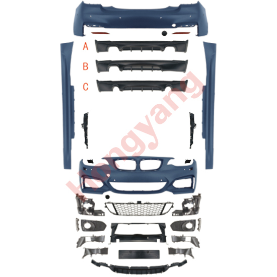 Vehicle Spare Parts Car Front Bumper Assy Grille Rear Diffuser Bodykit for BMW 2 Series F22 Modified to M-Tech 2014-2019