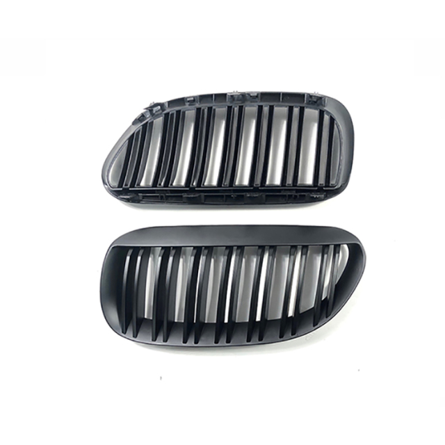 Car Parts Matte Black Dual Slat Front Bumper Mesh Radiator Guard Grille Car Front Grille for BMW Series 6 E63 2006-2010