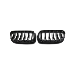 Carbon Look Dual Slat Repair Insert Installation Front Bumper Mesh Grille Car Front Grille Fit for BMW F10 2010-2017