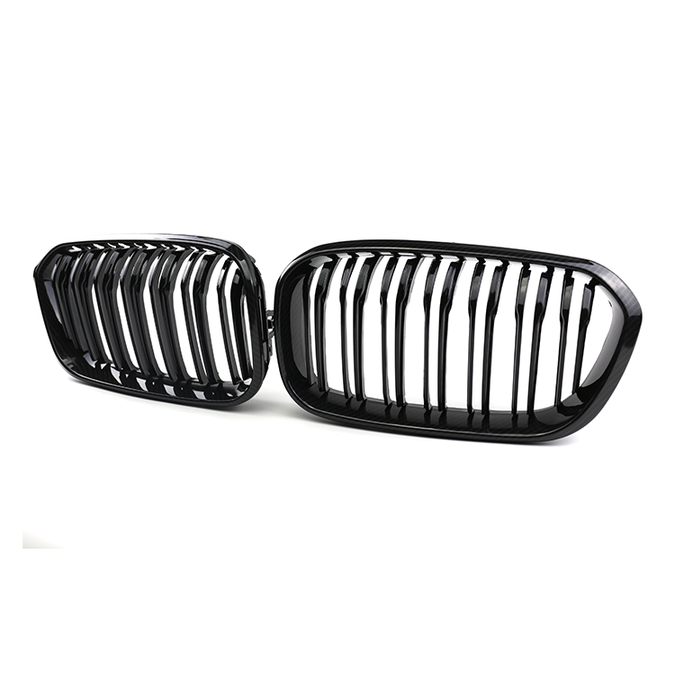 Auto Plastic Ornaments Carbon Look Dual Slat Front Bumper Mesh Grille Car Front Grille Fit for BMW Series 1 F20 2015-2018