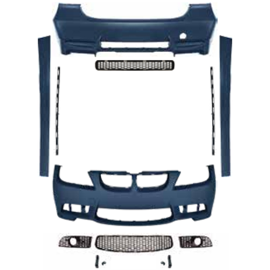 Car Modified Body Kit Rear With Diffuser Mirror Cover for BMW 3Series E90 Modified to M3 2005-2008 All Mesh Style