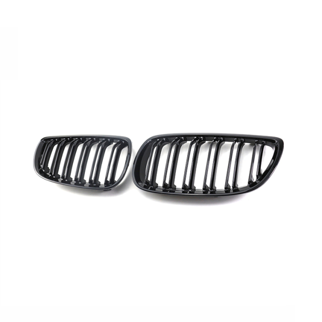 Car Parts Decoration Gloss Black Dual Slat Outer Front Bumper Mesh Grille Car Front Grille Fit for BMW E92 2006-2009