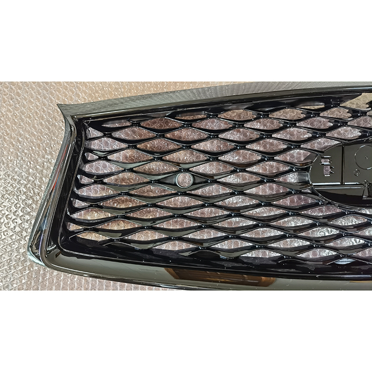 New Car Accessories Front Bumper Mesh Grille Fit for Infiniti Q50 2018-2019 Gloss Black W/I 3 CAMERA HOLES