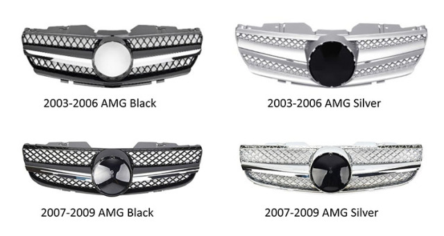 Designer Custom Car Accessories AMG Style Black/Silver Chrome Grill for Mercedes Benz SL Class R230 2003-2006 2007-2009,www.hongyangcorp.com,Designer Custom Car Accessories AMG Style Black/Silver Chrome Grill for Mercedes Benz SL Class R230 2003-2006 2007-2009