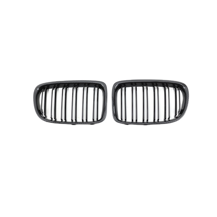 Carbon Look Double Slat Car Bumper Grille Fit for BMW X1 Series E84 2009-2016 Mesh Front Grille