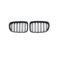 Carbon Look Double Slat Car Bumper Grille Fit for BMW X1 Series E84 2009-2016 Mesh Front Grille