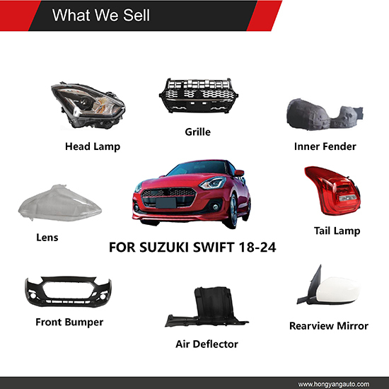 Car Bumper Air Deflector Left and Right for Suzuki Swift 2018-2024 OE:72422M68P01 / 72421M68P01,www.hongyangcorp.com,Car Bumper Air Deflector Left and Right for Suzuki Swift 2018-2024 OE:72422M68P01 / 72421M68P01