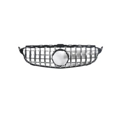 Car Bumper Grille Silver Front Grille for Mercedes Benz C Class W205 2015-2018 GTR Style,www.hongyangcorp.com,Car Bumper Grille Silver Front Grille for Mercedes Benz C Class W205 2015-2018 GTR Style