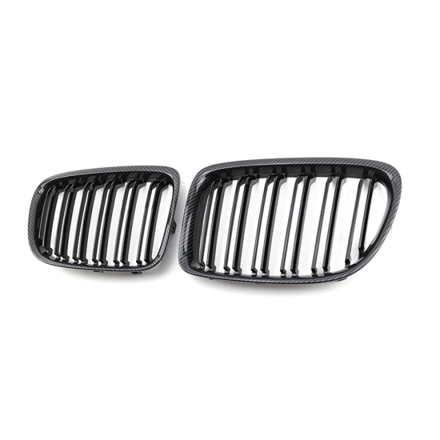 Carbon Look Double Slat Car Bumper Grille Fit for BMW X1 Series E84 2009-2016 Mesh Front Grille