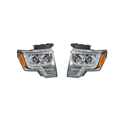 Auto Parts 2 LED Lens White Day Light Lens Smoked&clear Shade Matte Black&chrome Plated Decorative Frame for Ford F150 2009-2014