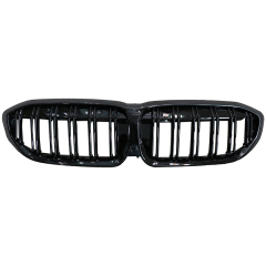 Hot Sale Gloss Black Dual Slat DIY Upper Front Bumper Mesh Grille Car Front Grille Fit for BMW Series 3 G20 2018