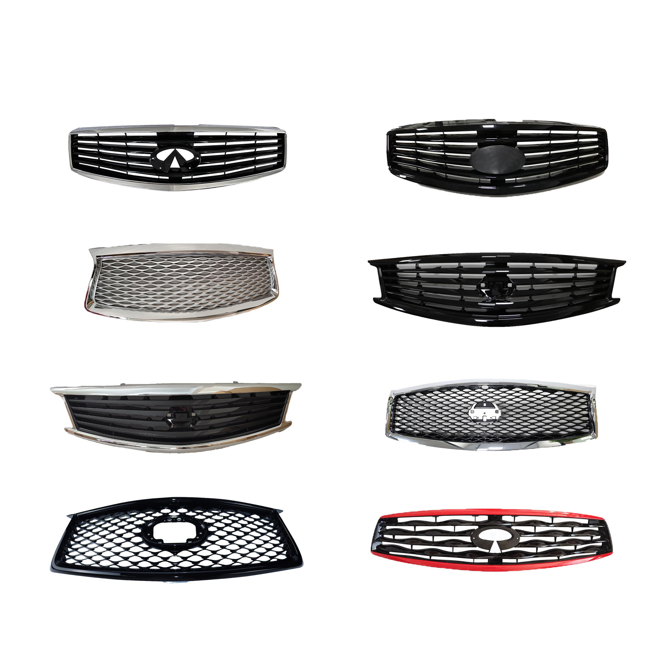 Auto Parts Car Front Bumper Grille for Infiniti Q50 2018-2024 Gray Inside+Chrome Frame 62310-6HH0A