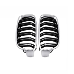 Auto Front Bumper Grille New Modification Grill Double Slat Chrome Black for BMW 3 Series F30 F35 2012-IN Upgrade Replacement