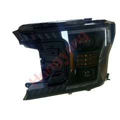 Auto Parts 2LED Lens Round Decorative Cover Head Lamp Headlights Y Style for Ford F150 2018-2020 Matte Black Decorative Cover