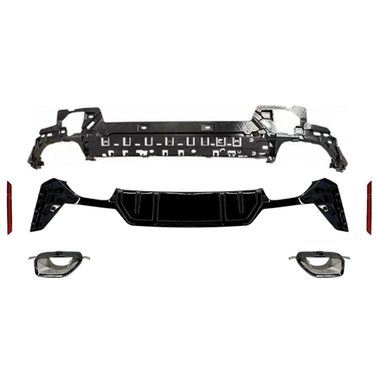 Car Bodykit Rear Bumper Rear Diffuser With Exhaust Pipe for BMW 3 Series G20 G28 Upgrade to 340D M-Tech 2023+