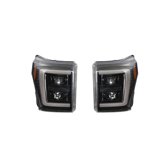 Auto Parts 2 LED Lens White Day Light Lens Smoked&clear Shade Matte Black&chrome Plated Decorative Frame for Ford F250 2009-2014