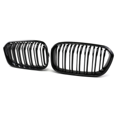 Vehicle Gloss Black Dual Slat Replacement Front Bumper Mesh Grille Car Front Grille for BMW Series 1 F20 2015-2018