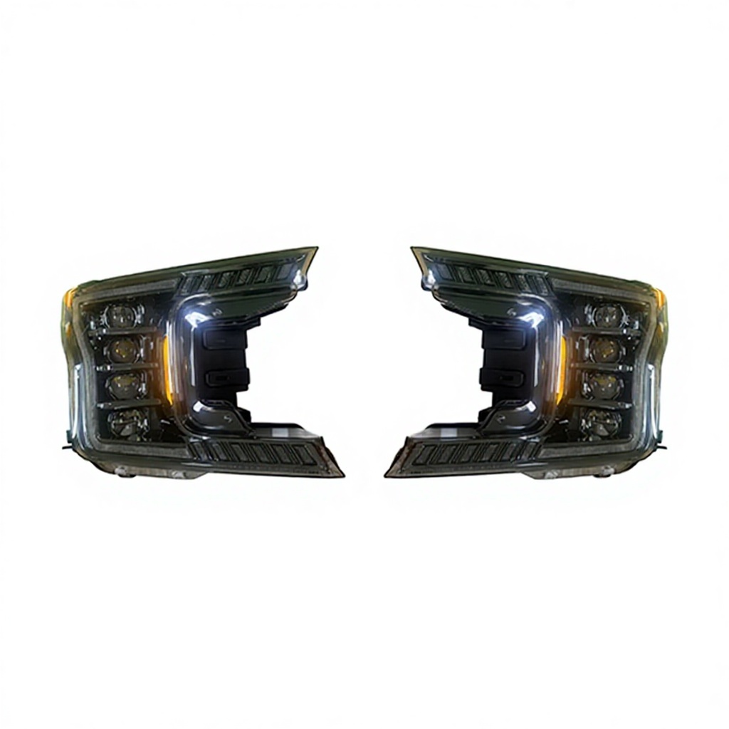 Auto Parts Y4LED Lens Round Decorative Cover White Day Light Head Lamp Headlights for Ford F150 2018-2020Chrome Decorative Cover