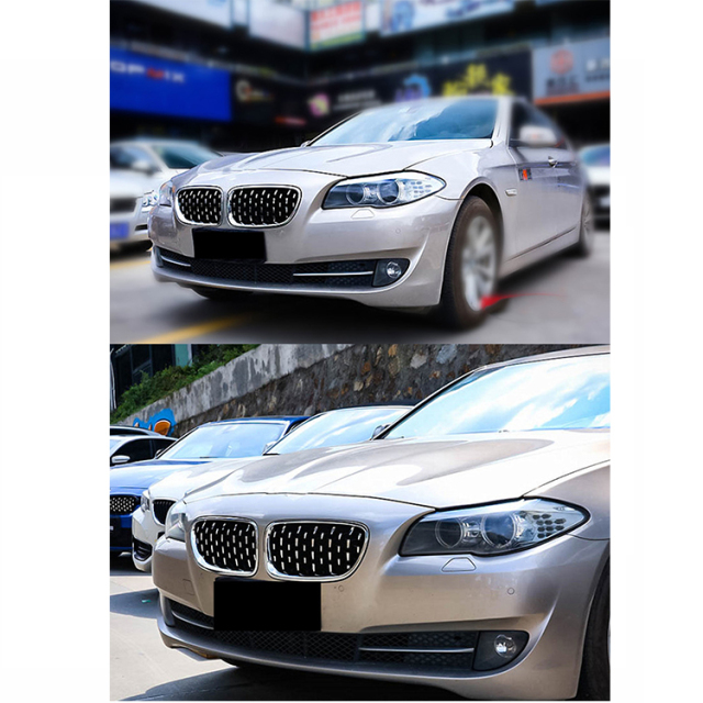 High Quality Car Parts Diamond Chrome Frame with Chrome Point Front Bumper Car Grill for BMW 5 Series F10 F18 2010-2017