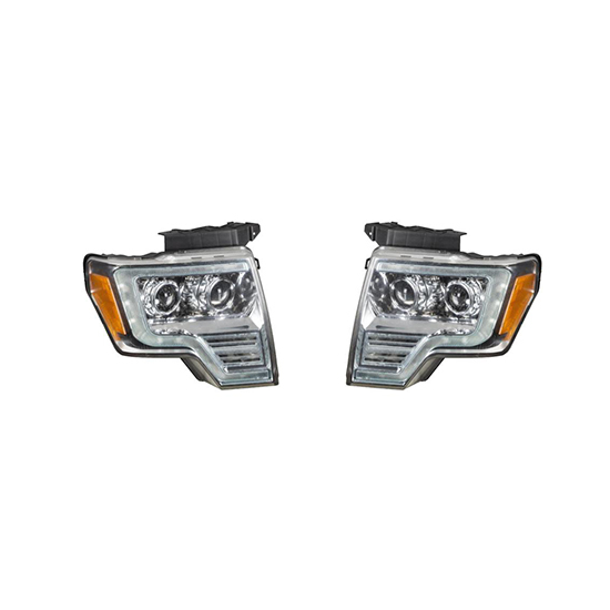 Auto Parts 2 LED Lens White Day Light Lens Smoked&clear Shade Matte Black&chrome Plated Decorative Frame for Ford F150 2009-2014
