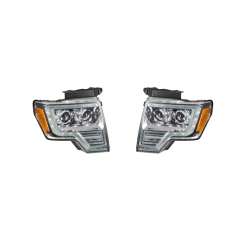 Auto Parts 2 LED Lens White Day Light Lens Smoked&clear Shade Matte Black&chrome Plated Decorative Frame for Ford F150 2009-2014