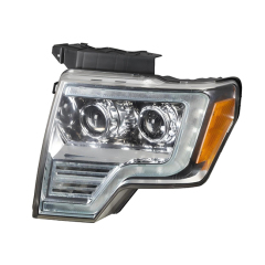 Auto Parts Car Headlights 2 Halogen Lens White Day Light Lens Matte Black&chrome Plated Decorative Frame for Ford F150 2009-2014