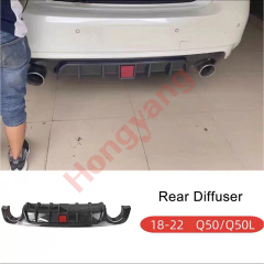 Automobile Parts Wholesale Car Auto Rear Diffuser with Light Carbon Look Q50 Rear Di with Light for Infiniti  2018- 2022