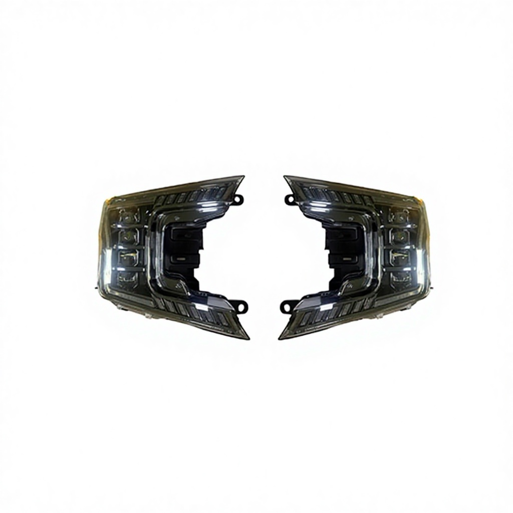 Auto Parts F Style  4LED Lens Round Decorative Cover Head Lamp Headlights for Ford F150 2018-2020 Chrome Plated Decorative Frame