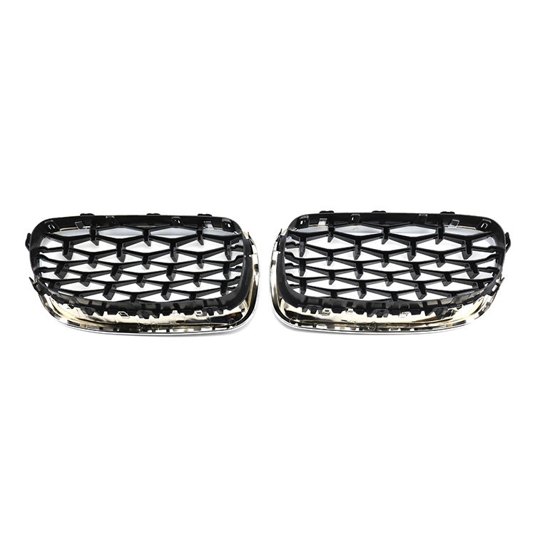 Vehicle Spare Parts New Diamond Style Auto Front Bumper Grille for BMW 5 Series F10/F18 Black Frame  With Chrome Point 2010-2017