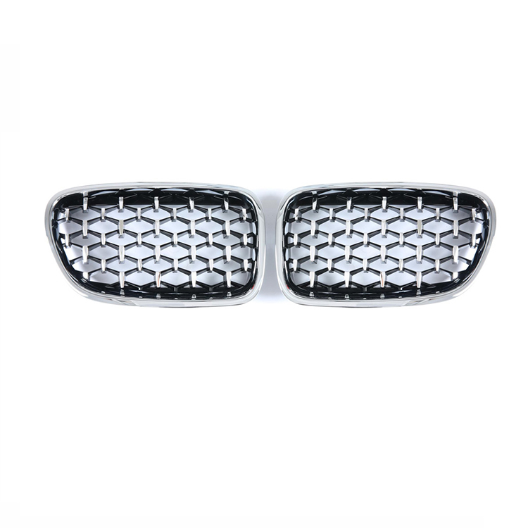 Diamond Half Sliver Painting Plastic Front Bumper Mesh Radiator Guard Grille Car Front Grille Fit for BMW F10 2010-2017