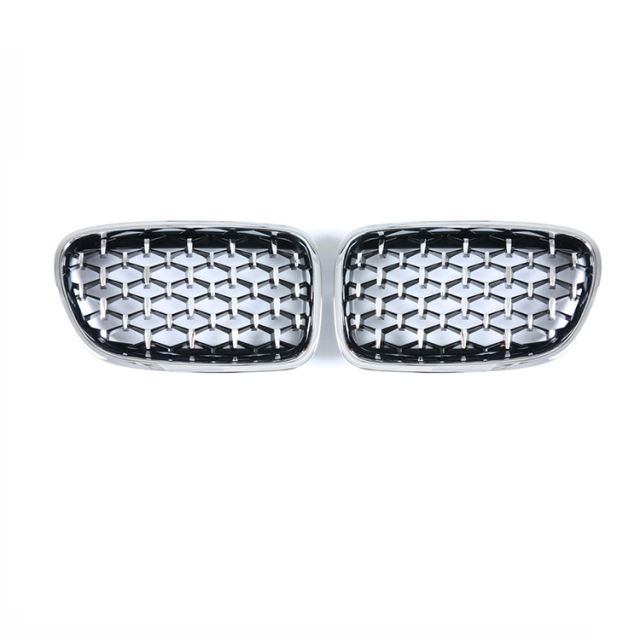 Diamond Half Sliver Painting Plastic Front Bumper Mesh Radiator Guard Grille Car Front Grille Fit for BMW F10 2010-2017