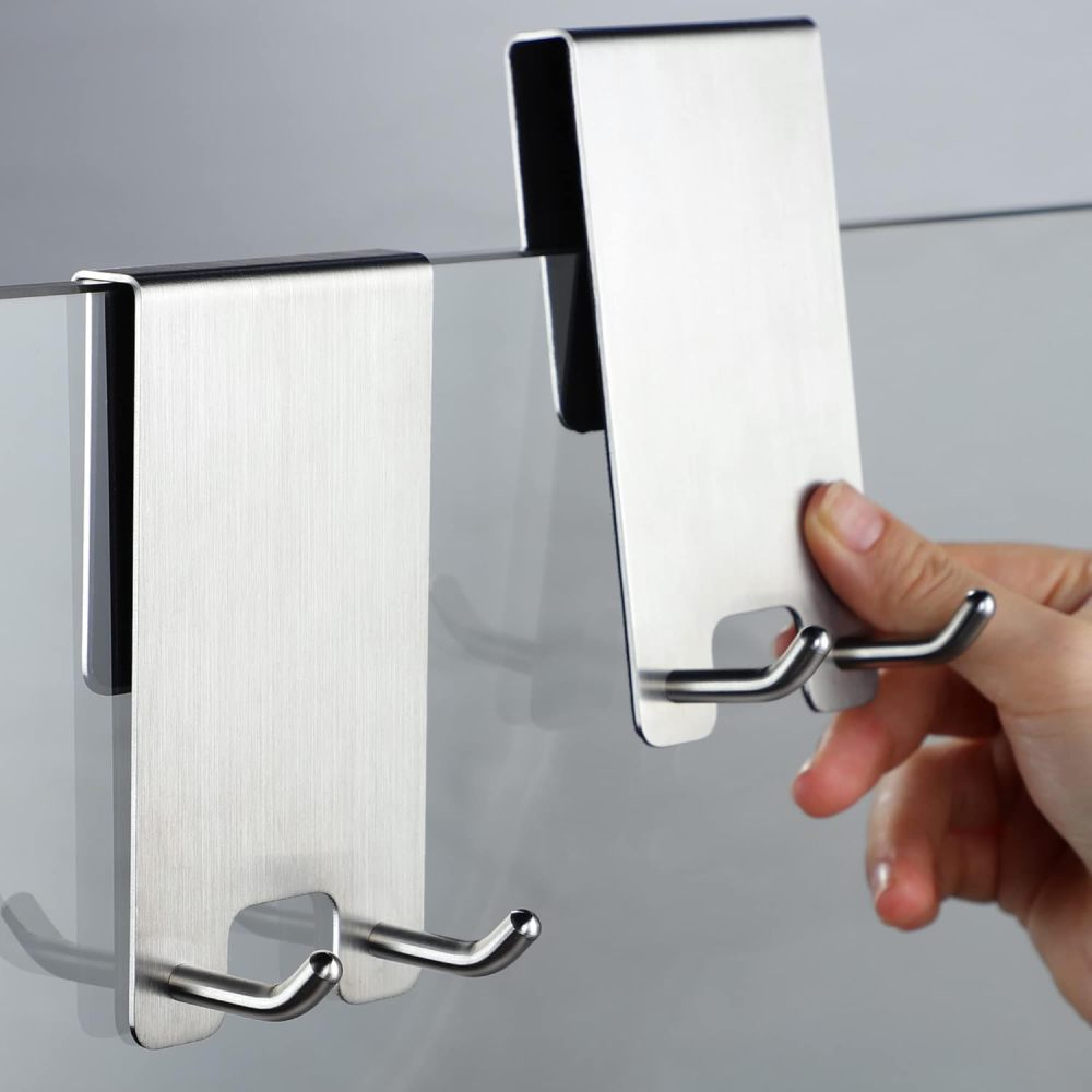 KEGII 2 Pieces Shower Hook Glass Door Shower Hook