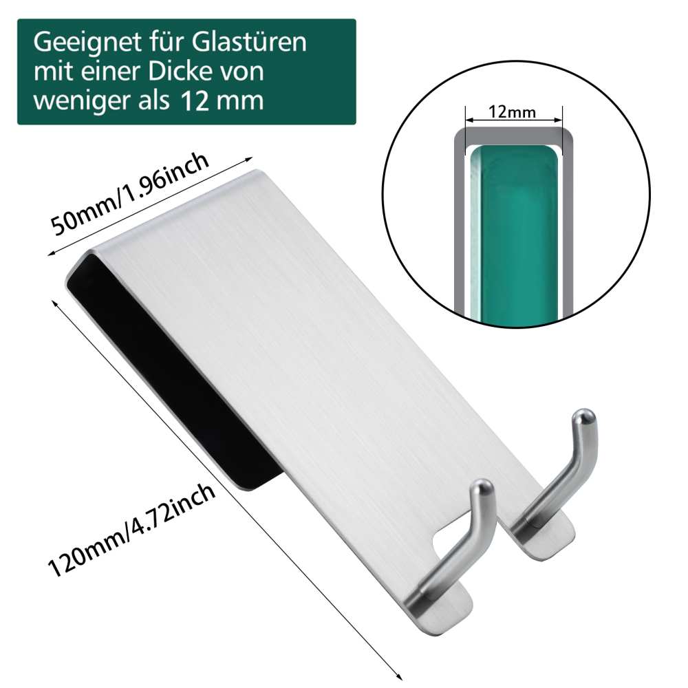 KEGII 2 Pieces Shower Hook Glass Door Shower Hook