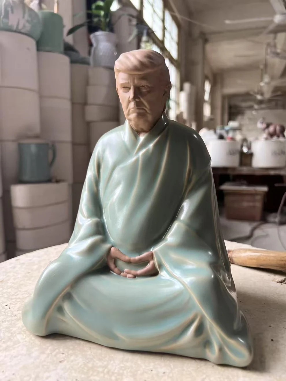 Anyicon Trump-Themed Ru Ware Porcelain Tea Pet,Dimi AI,Anyicon Trump-Themed Ru Ware Porcelain Tea Pet