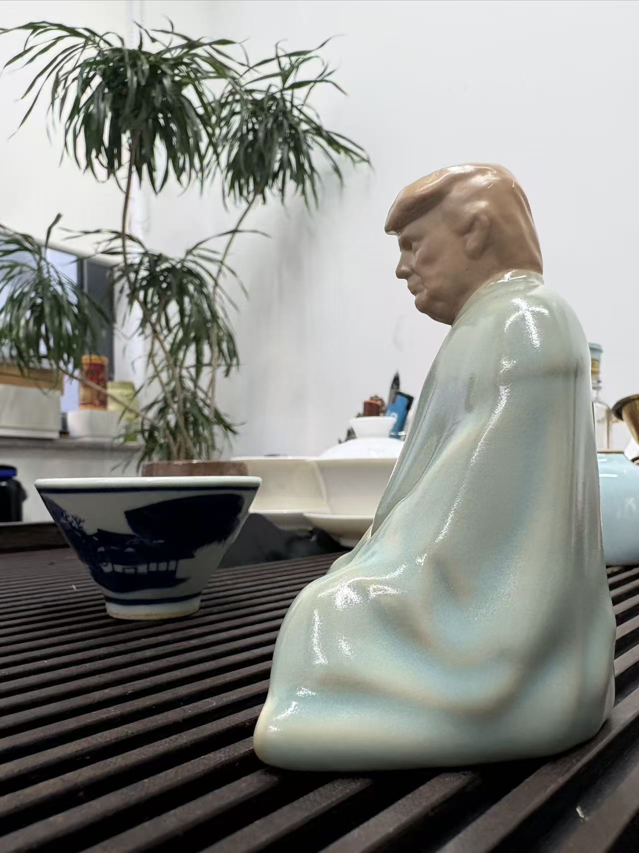 Anyicon Trump-Themed Ru Ware Porcelain Tea Pet,Dimi AI,Anyicon Trump-Themed Ru Ware Porcelain Tea Pet