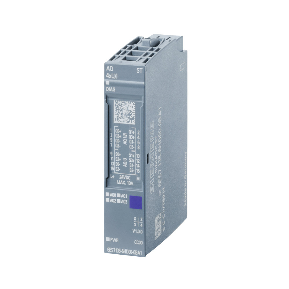 Siemens 6ES7135-6HD00-0BA1 SIMATIC ET200SP Analog Output Module AQ 4xU/I ST,Industrial Automation Products - PLC, Drives & Controls,6ES7135-6HD00-0BA1 Siemens ET200SP 4AQ Analog Output Module Supplier